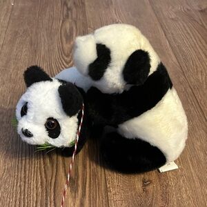 Plush Panda Toy for Small Pets - Black and White